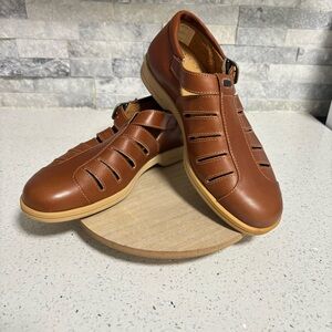 Bally Men's Palaso Brown Tan Leather Fisherman Sandals Shoes Made in Italy 7.5